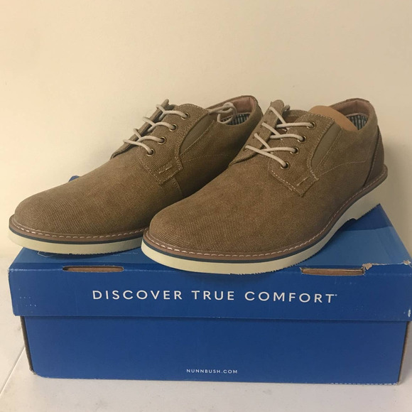 Nunn Bush Mens Size 8.5M Barklay Canvas Plain Toe Oxford. Khaki - Picture 3 of 8